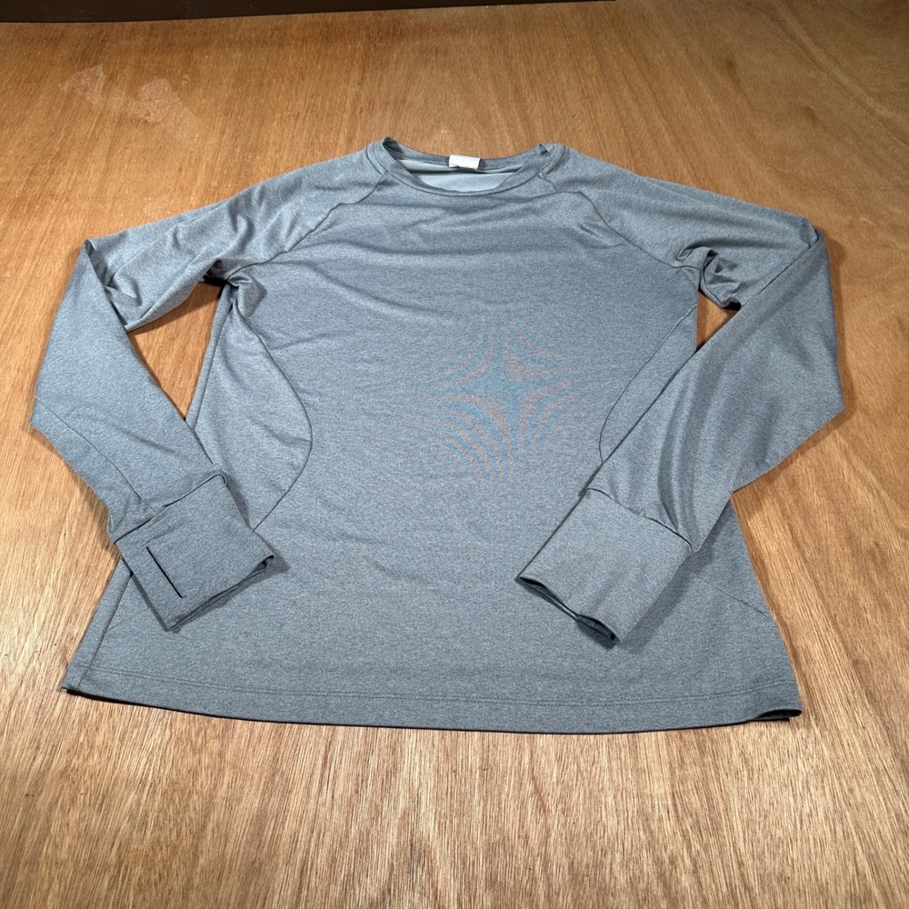 Athletic Works Performance Top Womens Medium Gray Long Sleeve Thumbholes Active